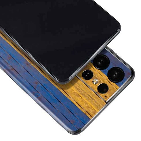 Barbados Flag Dark Wood Galaxy S21 Ultra 5G Skin